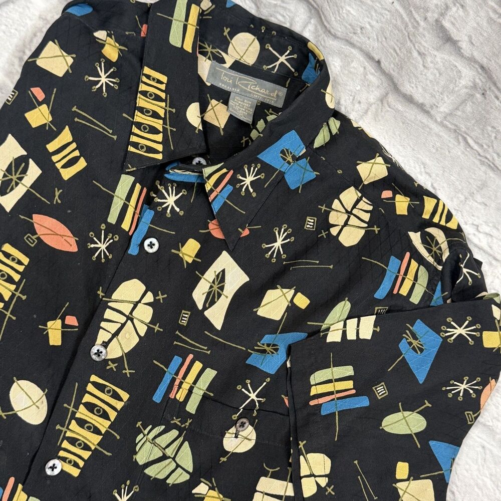 Tori Richard Retro Mid Century Modern Atomic Print Men’s XL 100% Silk Hawaiian